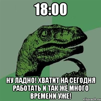 18:00 Ну ладно! Хватит на сегодня работать и так же много времени уже!, Мем Филосораптор