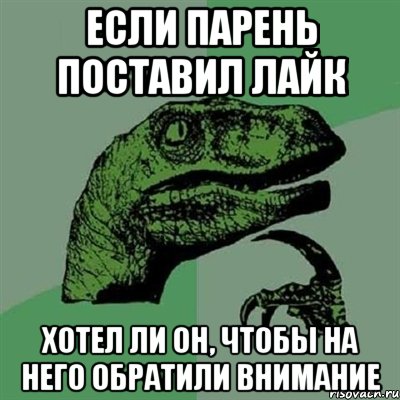 если парень поставил лайк хотел ли он, чтобы на него обратили внимание, Мем Филосораптор