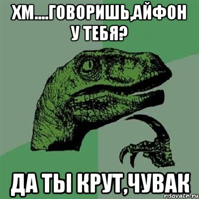 Хм....говоришь,айфон у тебя? да ты крут,чувак, Мем Филосораптор