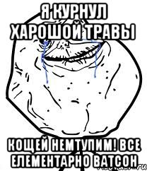 Я курнул харошой травы Кощей немтупим! все елементарно Ватсон, Мем Forever Alone