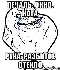 Печаль. Окно. Нога Рука. Разбитое стекло, Мем Forever Alone