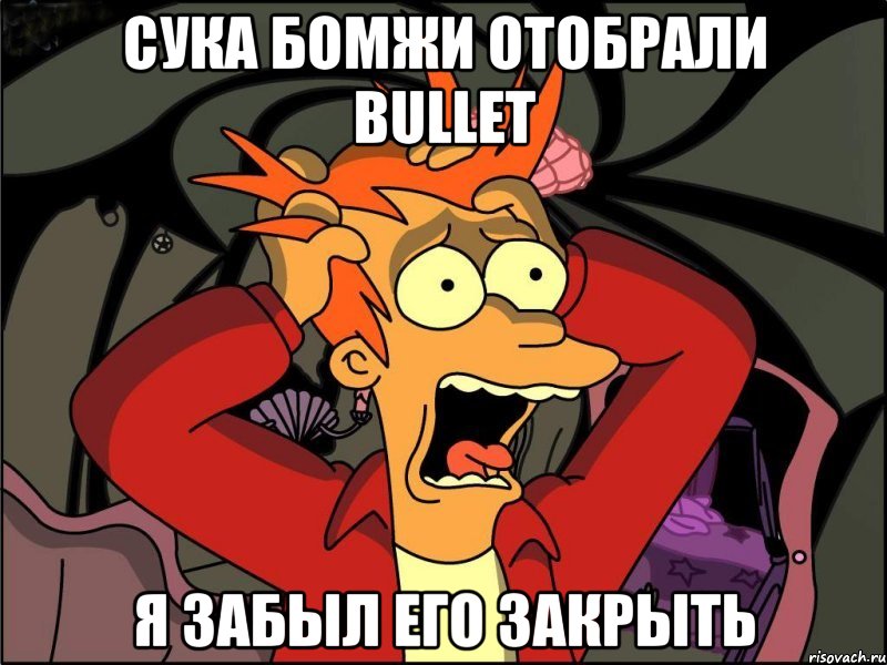 Сука бомжи отобрали bullet я забыл его закрыть, Мем Фрай в панике