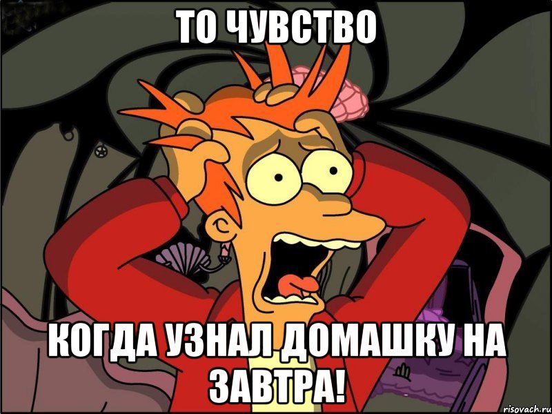 то чувство когда узнал домашку на завтра!, Мем Фрай в панике