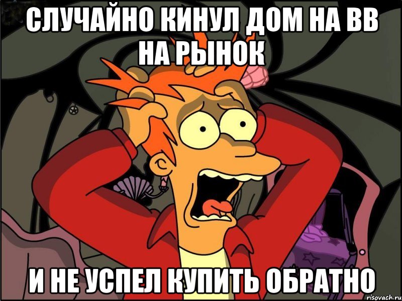 Случайно кинул дом на ВВ на рынок и не успел купить обратно, Мем Фрай в панике