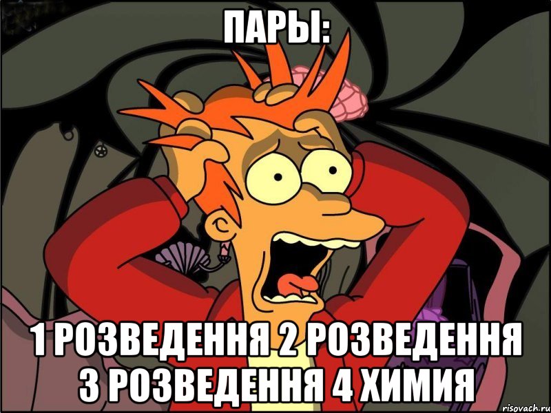 Пары: 1 розведення 2 розведення 3 розведення 4 химия, Мем Фрай в панике