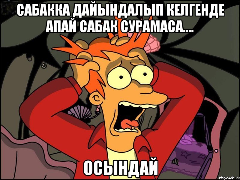 сабакка дайындалып келгенде апай сабак сурамаса.... осындай, Мем Фрай в панике