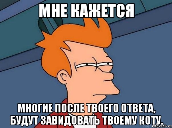 Мне кажется многие после твоего ответа, будут завидовать твоему коту., Мем  Фрай (мне кажется или)