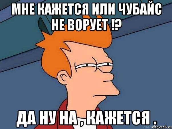 Мне кажется или Чубайс не ворует !? Да ну на , кажется ., Мем  Фрай (мне кажется или)