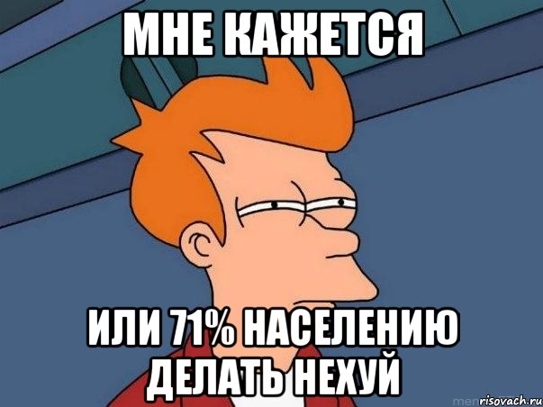 МНЕ КАЖЕТСЯ ИЛИ 71% НАСЕЛЕНИЮ ДЕЛАТЬ НЕХУЙ, Мем  Фрай (мне кажется или)