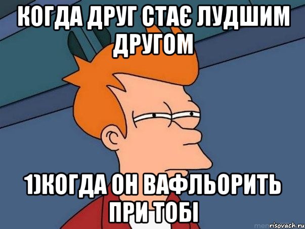 когда друг стає лудшим другом 1)когда он вафльорить при тобі, Мем  Фрай (мне кажется или)