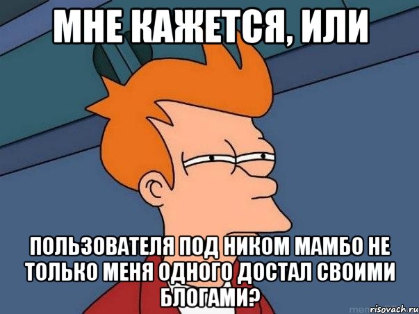 Мне кажется, или пользователя под ником Мамбо не только меня одного достал своими блогами?, Мем  Фрай (мне кажется или)