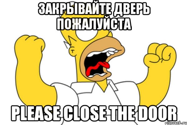 Закрывайте дверь пожалуйста Please close the door, Мем Разъяренный Гомер