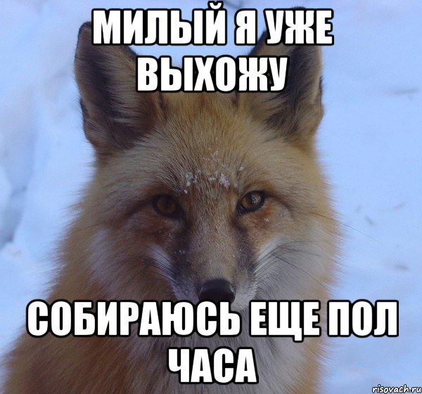 милый я уже выхожу собираюсь еще пол часа