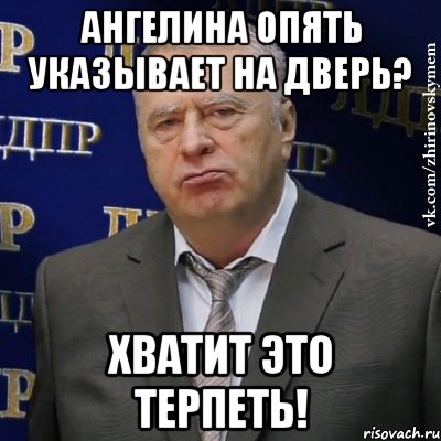 Ангелина опять указывает на дверь? ХВАТИТ ЭТО ТЕРПЕТЬ!, Мем Хватит это терпеть (Жириновский)