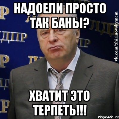 НАДОЕЛИ ПРОСТО ТАК БАНЫ? ХВАТИТ ЭТО ТЕРПЕТЬ!!!, Мем Хватит это терпеть (Жириновский)