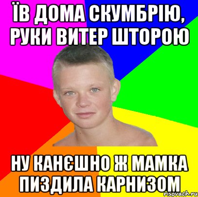 Їв дома скумбрію, руки витер шторою ну канєшно ж мамка пиздила карнизом