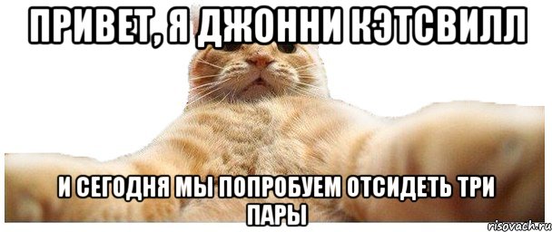 Привет, я Джонни Кэтсвилл и сегодня мы попробуем отсидеть три пары, Мем   Кэтсвилл