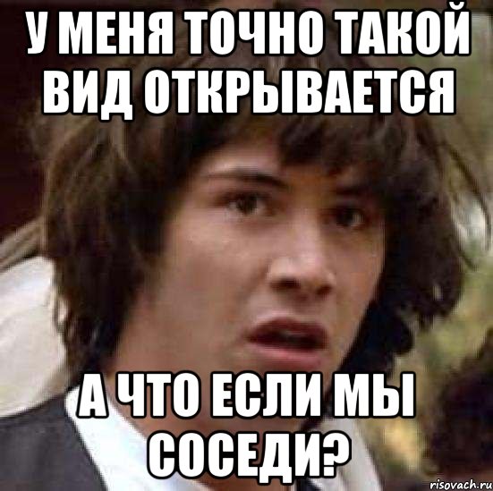 У МЕНЯ ТОЧНО ТАКОЙ ВИД ОТКРЫВАЕТСЯ А ЧТО ЕСЛИ МЫ СОСЕДИ?, Мем А что если (Киану Ривз)