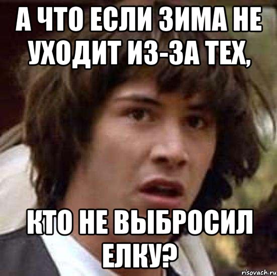 А что если зима не уходит из-за тех, кто не выбросил елку?, Мем А что если (Киану Ривз)