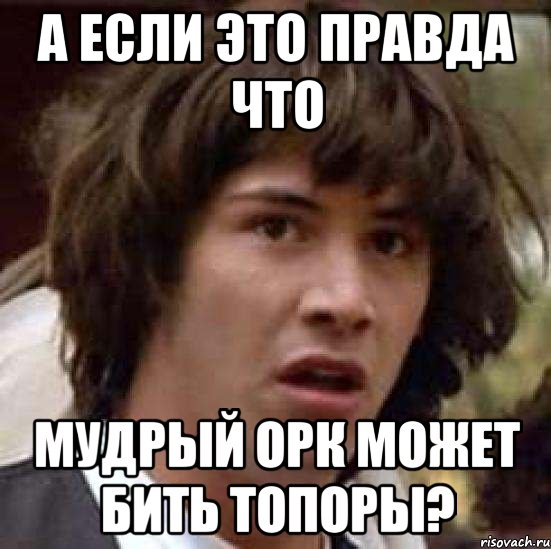 А если это правда что Мудрый орк может бить топоры?, Мем А что если (Киану Ривз)