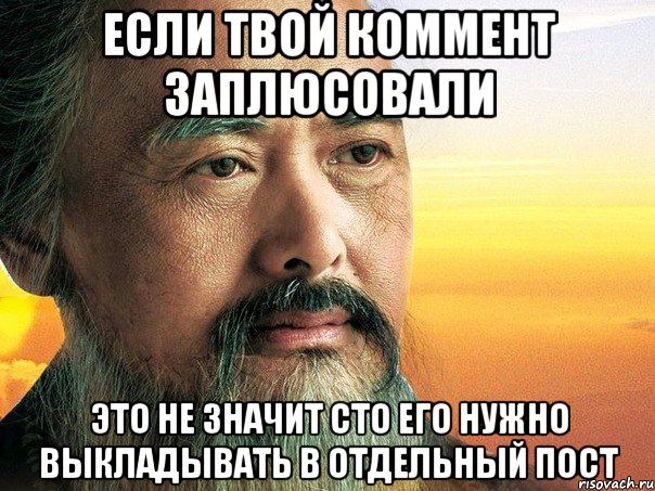 Если твой коммент заплюсовали это не значит сто его нужно выкладывать в отдельный пост, Мем конфуций