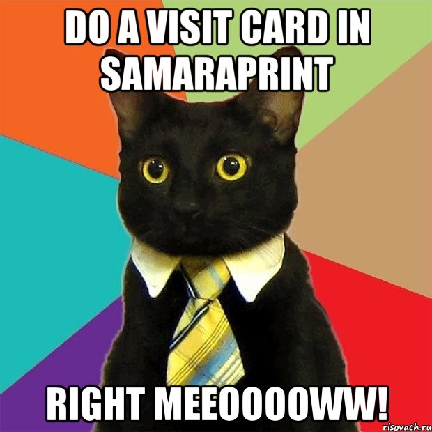 DO A VISIT CARD IN SAMARAPRINT RIGHT MEEOOOOWW!, Мем  Кошечка