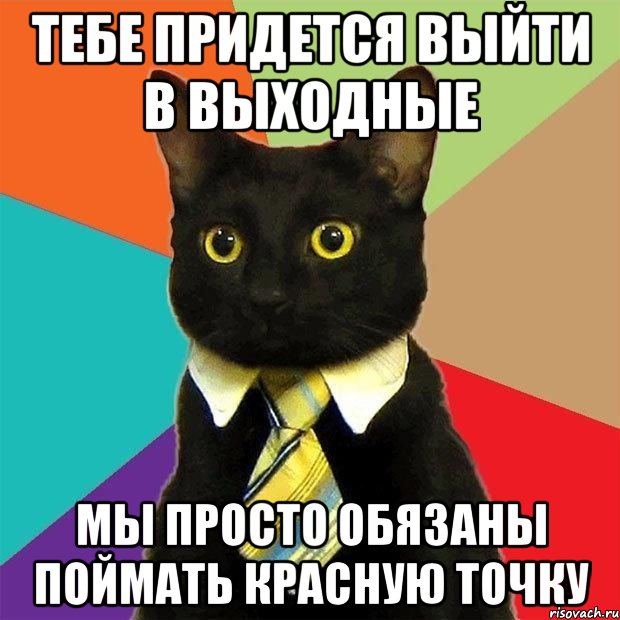 Тебе придется выйти в выходные Мы просто обязаны поймать красную точку, Мем  Кошечка