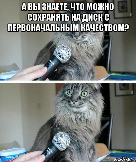 А вы знаете, что можно сохранять на диск с первоначальным качеством? , Комикс  кот с микрофоном