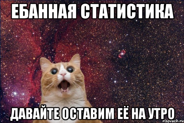 Ебанная статистика Давайте оставим её на утро, Мем кот космос