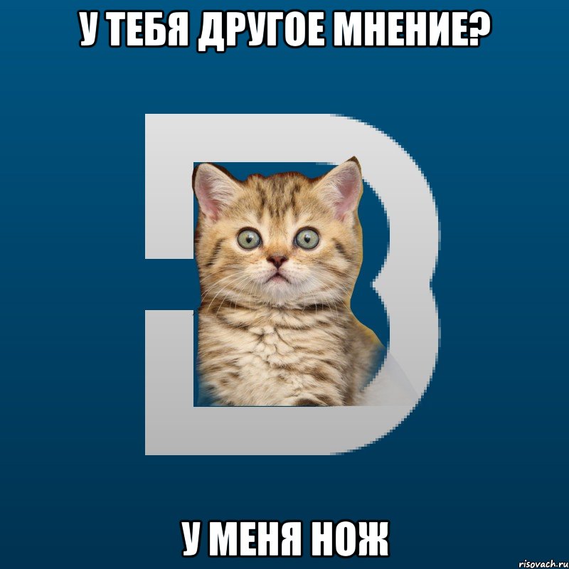 У тебя другое мнение? У меня нож