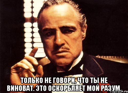  Только не говори, что ты не виноват. Это оскорбляет мой разум., Мем крестный отец