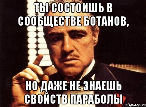 ты состоишь в сообществе ботанов, но даже не знаешь свойств параболы, Мем крестный отец