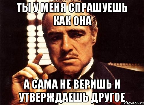 ты у меня спрашуешь как она а сама не веришь и утверждаешь другое, Мем крестный отец