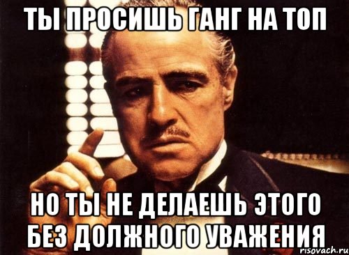 ты просишь Ганг на Топ но ты не делаешь этого без должного уважения, Мем крестный отец