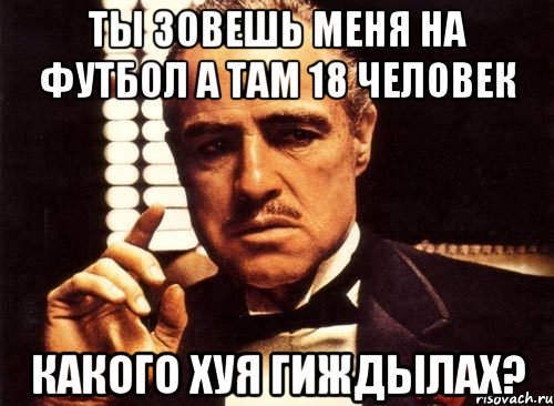 Ты зовешь меня на футбол а там 18 человек какого хуя гиждылах?, Мем крестный отец