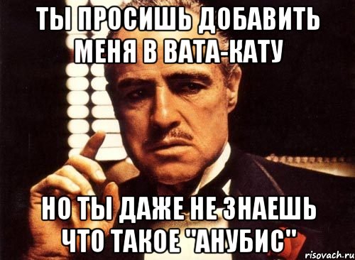 Ты просишь добавить меня в вата-кату Но ты даже не знаешь что такое "анубис", Мем крестный отец