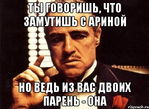 Ты говоришь, что замутишь с Ариной Но ведь из вас двоих парень - она, Мем крестный отец