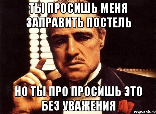 Ты просишь меня заправить постель Но ты про просишь это без уважения, Мем крестный отец