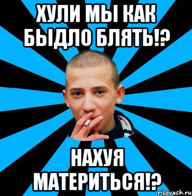 Хули мы как быдло блять!? Нахуя материться!?