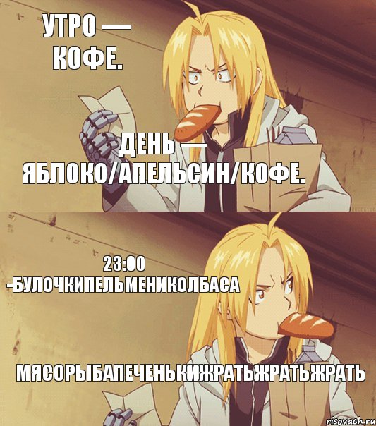 утро — кофе. день — яблоко/апельсин/кофе. 23:00 -БУЛОЧКИПЕЛЬМЕНИКОЛБАСА МЯСОРЫБАПЕЧЕНЬКИЖРАТЬЖРАТЬЖРАТЬ, Комикс лгп