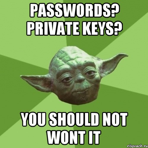 Passwords? Private keys? You should not wont it, Мем Мастер Йода