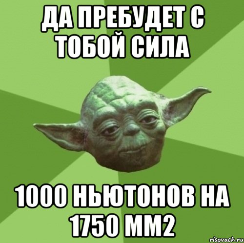 Да пребудет с тобой сила 1000 ньютонов на 1750 мм2, Мем Мастер Йода