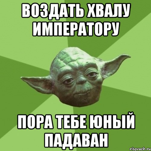 воздать хвалу ИМПЕРАТОРУ пора тебе юный падаван, Мем Мастер Йода