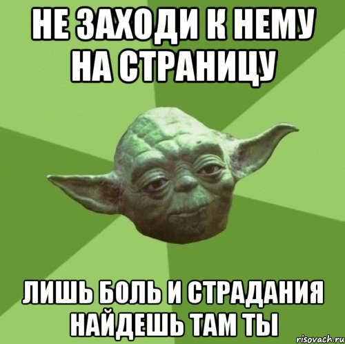 Не заходи к нему на страницу Лишь боль и страдания найдешь там ты, Мем Мастер Йода