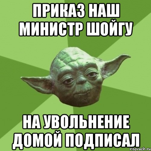 Приказ наш министр шойгу На увольнение домой подписал, Мем Мастер Йода