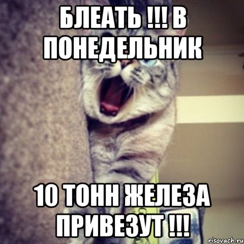 Блеать !!! В Понедельник 10 тонн железа привезут !!!