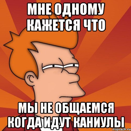 МНЕ ОДНОМУ КАЖЕТСЯ ЧТО МЫ НЕ ОБЩАЕМСЯ КОГДА ИДУТ КАНИУЛЫ, Мем Мне кажется или (Фрай Футурама)