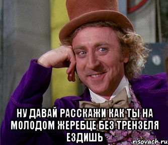  ну давай расскажи как ты на молодом жеребце без трензеля ездишь, Мем мое лицо