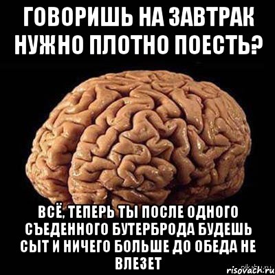 Говоришь на завтрак нужно плотно поесть? Всё, теперь ты после одного съеденного бутерброда будешь сыт и ничего больше до обеда не влезет