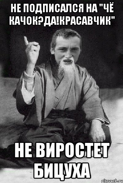 Не подписался на "Чё качок?Да!Красавчик" Не виростет бицуха, Мем Мудрий паца